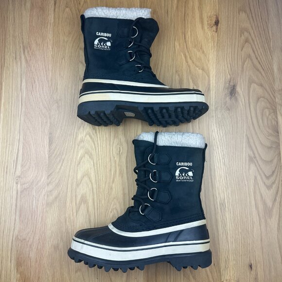 Sorel Caribou Women’s Black Nubuck Waterproof Boots Winter Snow Size 6 - Picture 2 of 9